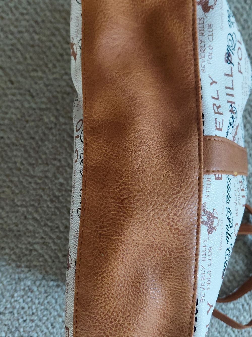 Beverly Hills Polo Club Tan & White Logo Tote Bag - Picture 7 of 7